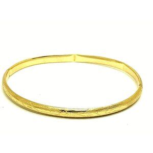 Bangle Bracelet 14k Yellow Gold Etched 4.75mm Wide 5.7 Grams 7.5'' Wrist Size